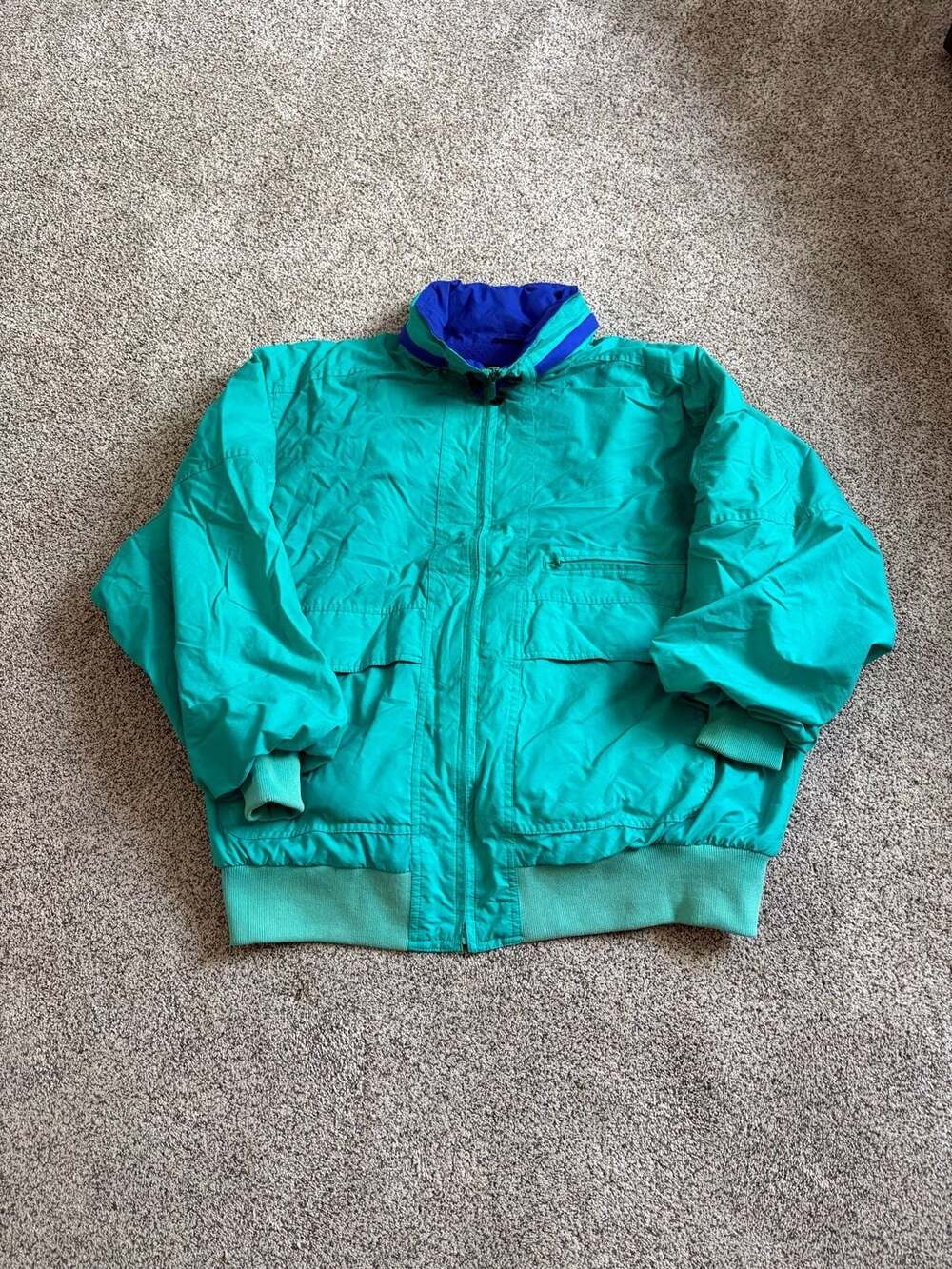 Vintage Pacific Trail Teal and Blue Zip-Up Windbreaker Jacket XXL